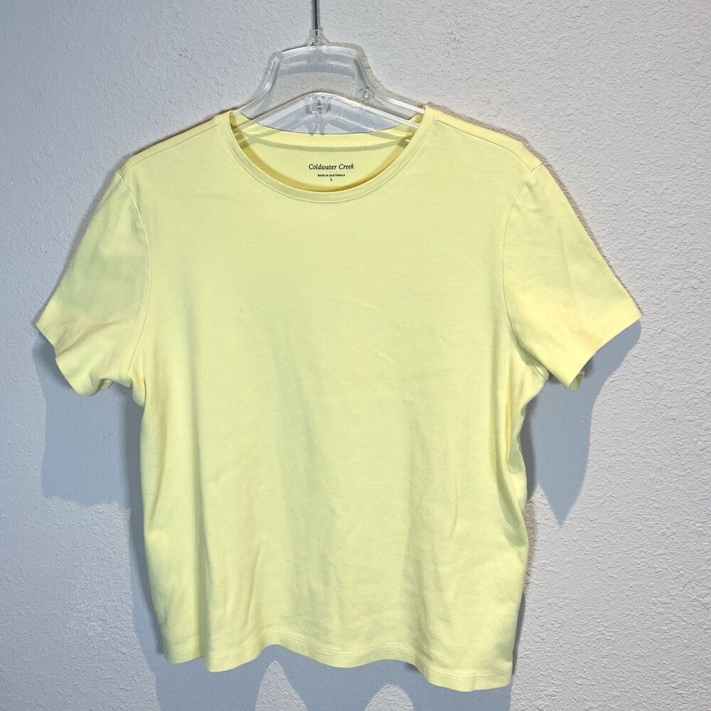 Coldwater Creek Womens Short Sleeve T‎ Shirt Supima Cotton Shirt Sz Large Yellow